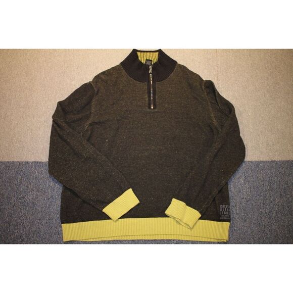 Vintage Calvin Klein Jeans Black and Green Zip Pullover - Size XXL - Picture 1 of 6